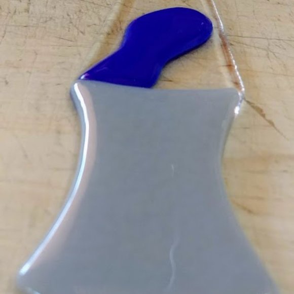 Handmade Fused Glass Blue/Grey Lava Lamp Suncatcher - Picture 4 of 8